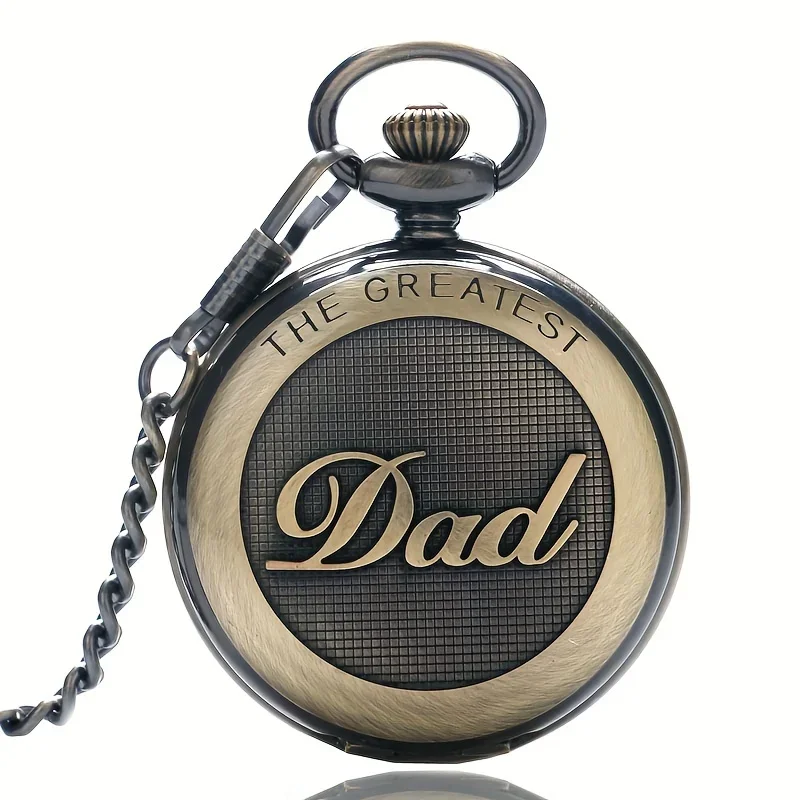 Necklace Pocket Watch With Vintage DAD Roman Letters Small Gift For Relatives And Friends