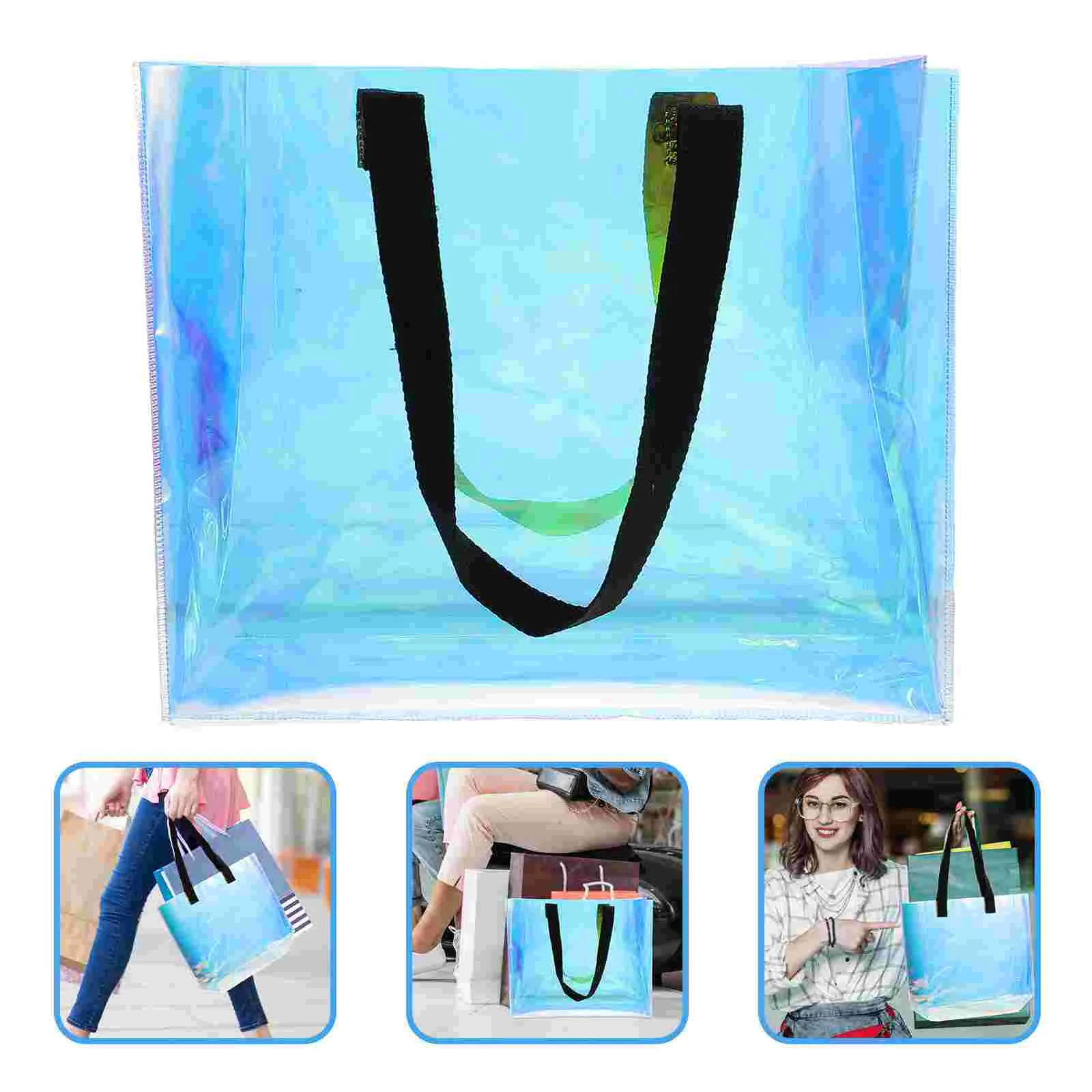 Cross Body Purse Iridescent Tote Bag PVC Portable Handbag 34X28X10CM Casual Shopping Holographic for Work