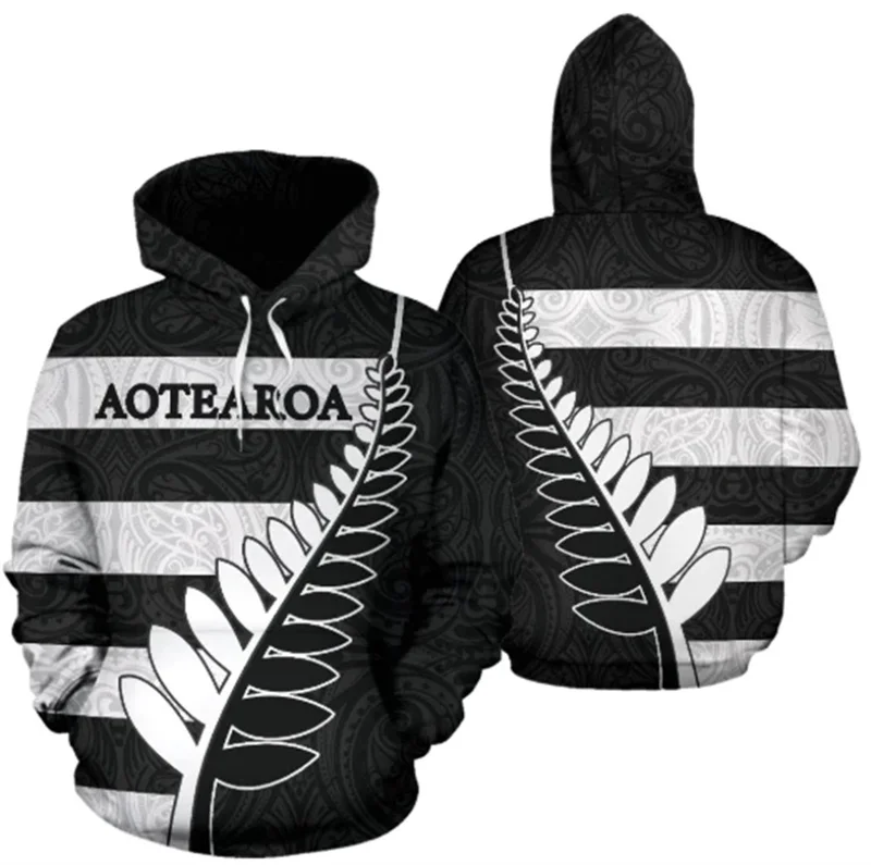 3D Print New Zealand Flag Silver Fern Black Hoodie Y2k Flag New In Hoodies & Sweatshirts For Men Pullover Women Clothes Top