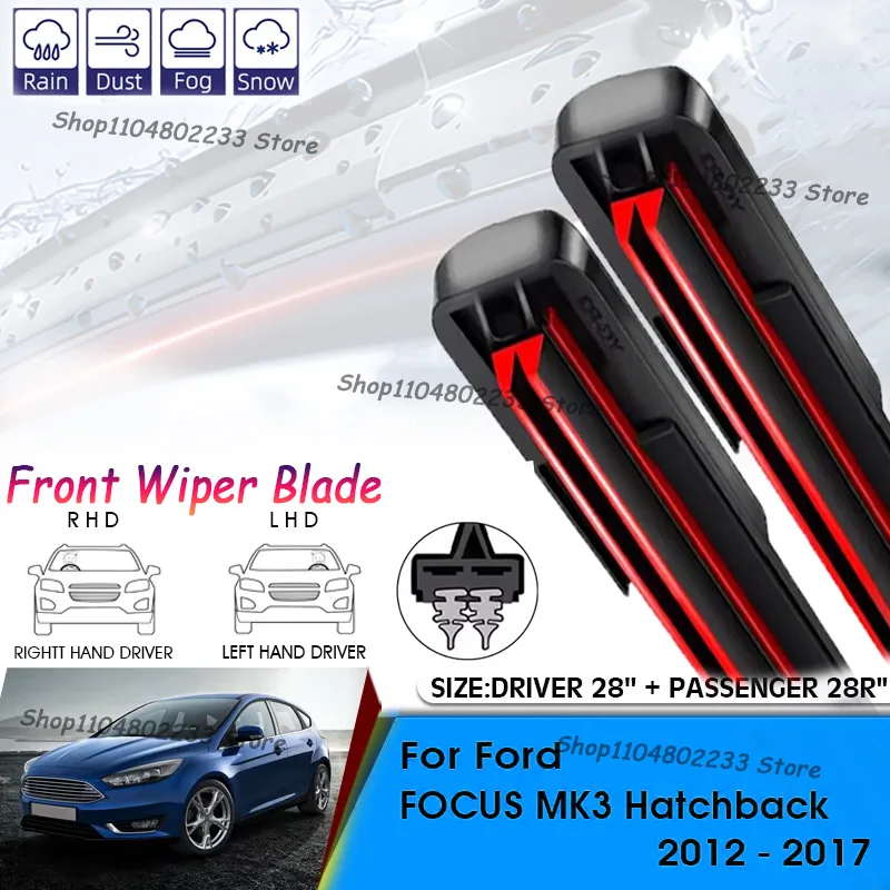 

Car Wiper Blades For Ford FOCUS MK3 Hatchback 2012-2017 Windshield Windscreen Front Window Blades 28"+28R" Car Accessories