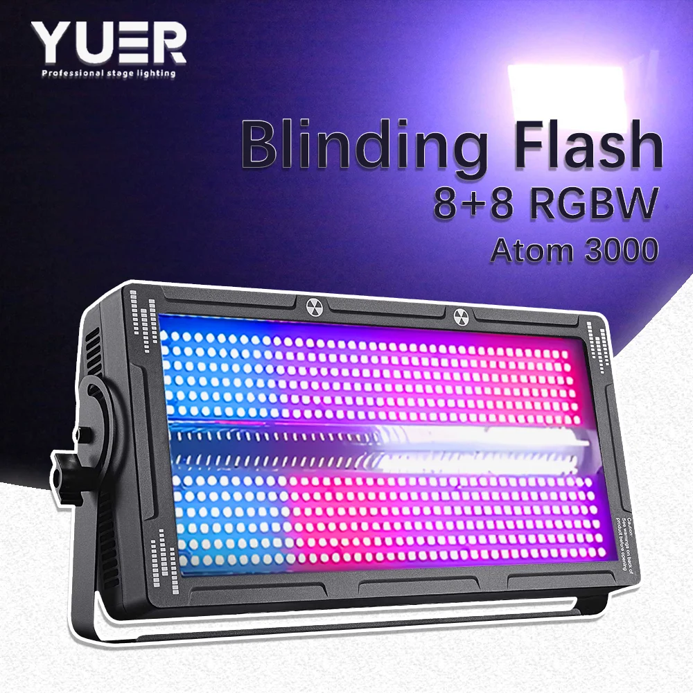 

8 + 8-зонный светодиодный стробоскоп Atom 3000 Вт RGB 3в1 Stage Light Horse Racing Wash DMX512 Звук для DJ Дискотека, свадьбы, вечеринки, клуба, шоу YUER