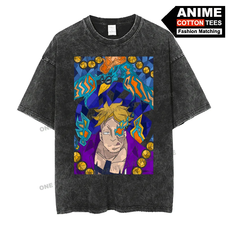 

Anime Peripheral Clothing ONE PIECE - Marco Print T Shirt y2k Street styl Men Women Short Sleeve Retro Cotton Washed Loose Tees