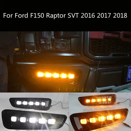 

1 Set Driving Light LED Daytime Running Light Fog Lights DRL For Ford F150 Raptor SVT 2016 2017 2018 yellow signal