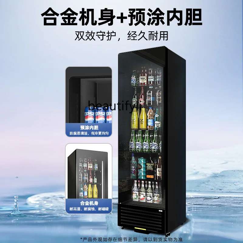 Refrigerated display crisper beverages and beverages Supermarket display single door vertical freezer commercial