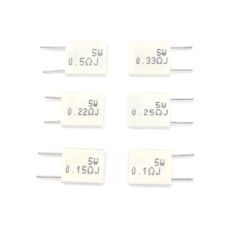 10pcs BPR56 5W 0.01 0.05 0.1 0.15 0.22 0.25 0.33 0.5 ohm Non-inductive Ceramic Cement Resistor 0.1R 0.15R 0.22R 0.25R 0.33R 0.5R
