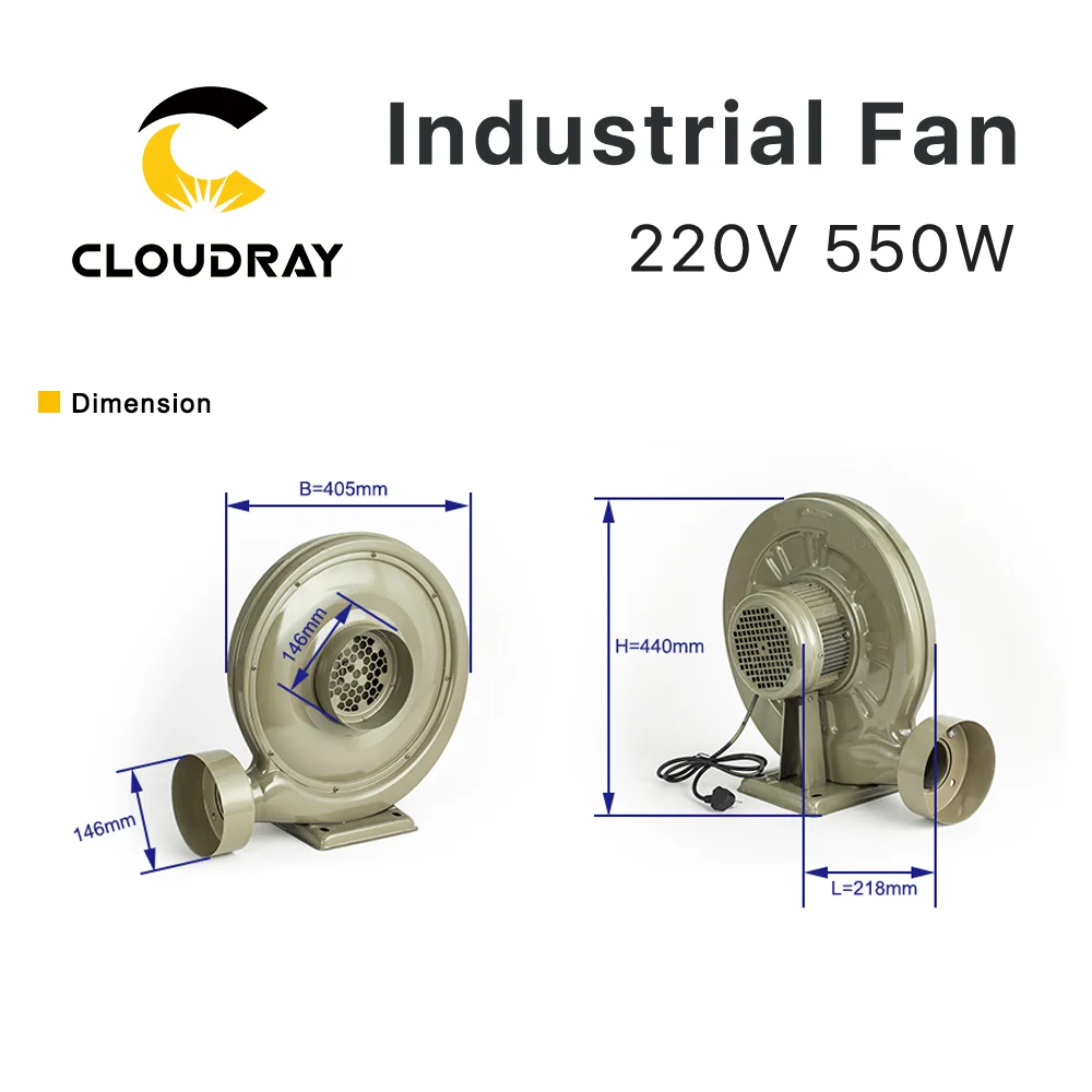 Cloudray 220V 550W Ventilator Air Gebläse Kreisel für CO2 Laser Gravur Schneiden Maschine Medium Druck Weniger Lärm