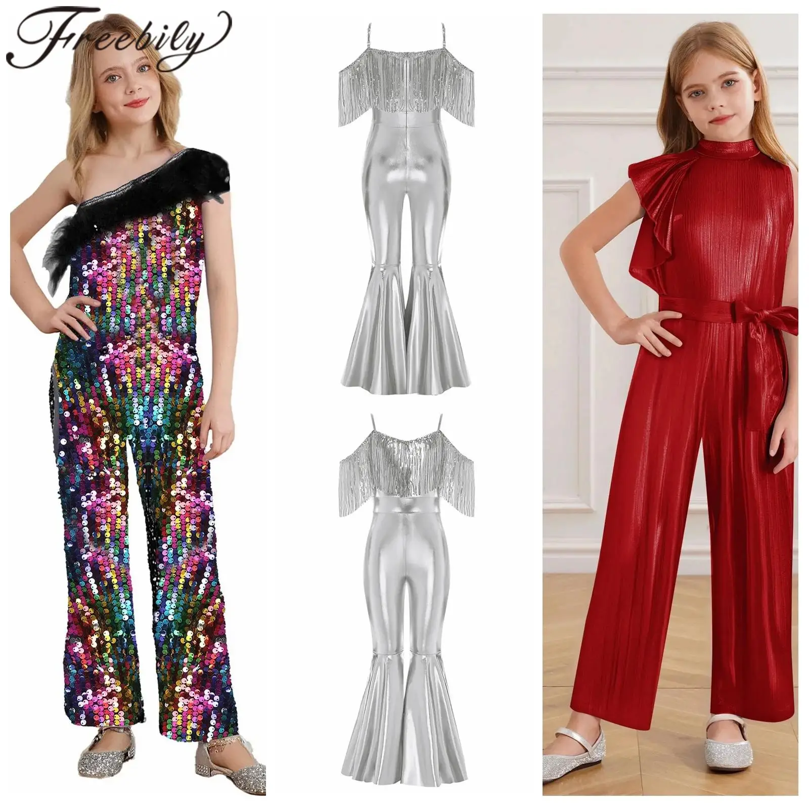 

Children's Jazz Dance Costume Shiny Girls Jumpsuits Kids Streetwear Music Festival Carnivals Stage Costumes Fashion Dancewear