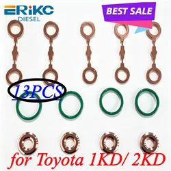 13PC Diesel Injector 23670-0L050 23670-39365 Gasket Washer 095000-6250 095000-6700 O-Ring Shim for DENSO Toyota 1KD/ 2KD