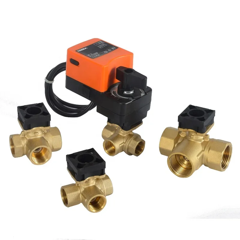 Big Flow Rate 0~10V/4~20mA Modulating Motorized Control Valves 3 Way Proportional Ball Valve with Feedback