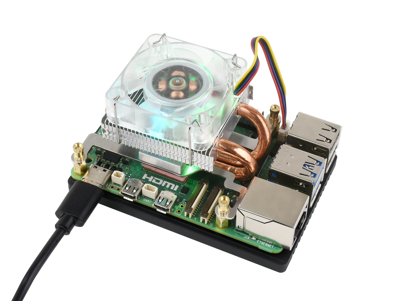 Niskoprofilowa wieża lodowa wentylator chłodzący CPU do Raspberry Pi 5, malberry Pi 5 Cooler, rura miedziana w kształcie litery U, płetwy chłodzące, z Colorf