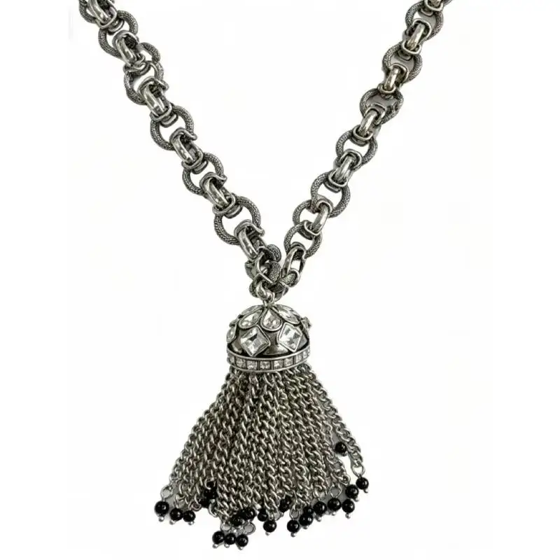 1 Stück, modischer Schmuck für Mädchen, Partygeschenk, Perlenkette mit Anhänger und Strass-Quasten, Halskettenanhänger für Damen. – Detail 8