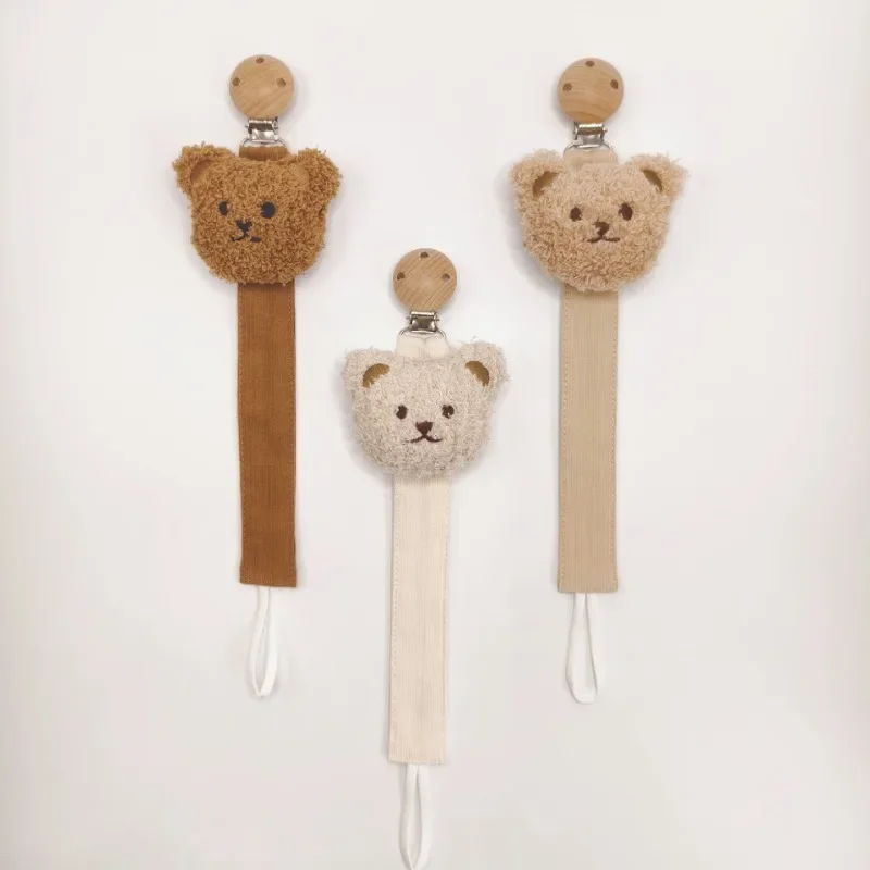 1/2pcs Baby Pacifier Chain Clips Holders Anti-drop Chain Cartoon Stuffed Bear Teething Clips Teether Toy Soother Pacifier Strap