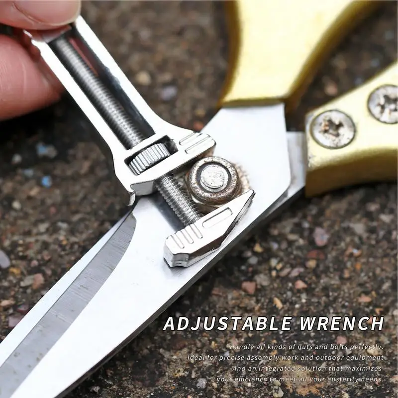 1Pc Adjustable Wrench Multi Tool Adjustable Small Multitool Stainless Steel Wrench Ergonomic Screwdriver Portable Screwdriver