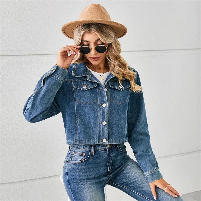 

2025 New Fashion Denim Jacket Women's Short Jean Coat Highwaisted Washed Chaqueta Jacket Streetwear Loose Tops Casual Outerwear