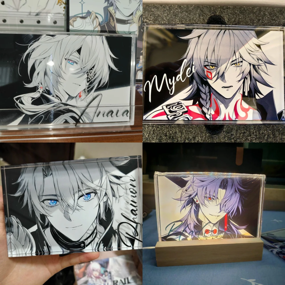Jeu Honkai Star Rail : Bloc de cartes acryliques avec plusieurs personnages (Phainon, Aventurine, Blade, Acheron, Yingxing) – Ornement de bureau et porte-clés