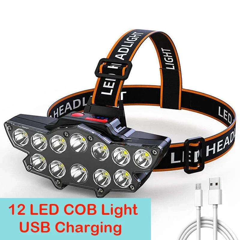 LED Flashlight High Power Headlamp Rechargeable Flashlight Outdoor Waterproof Camping Spotlight Torch Fishing Head LED Light