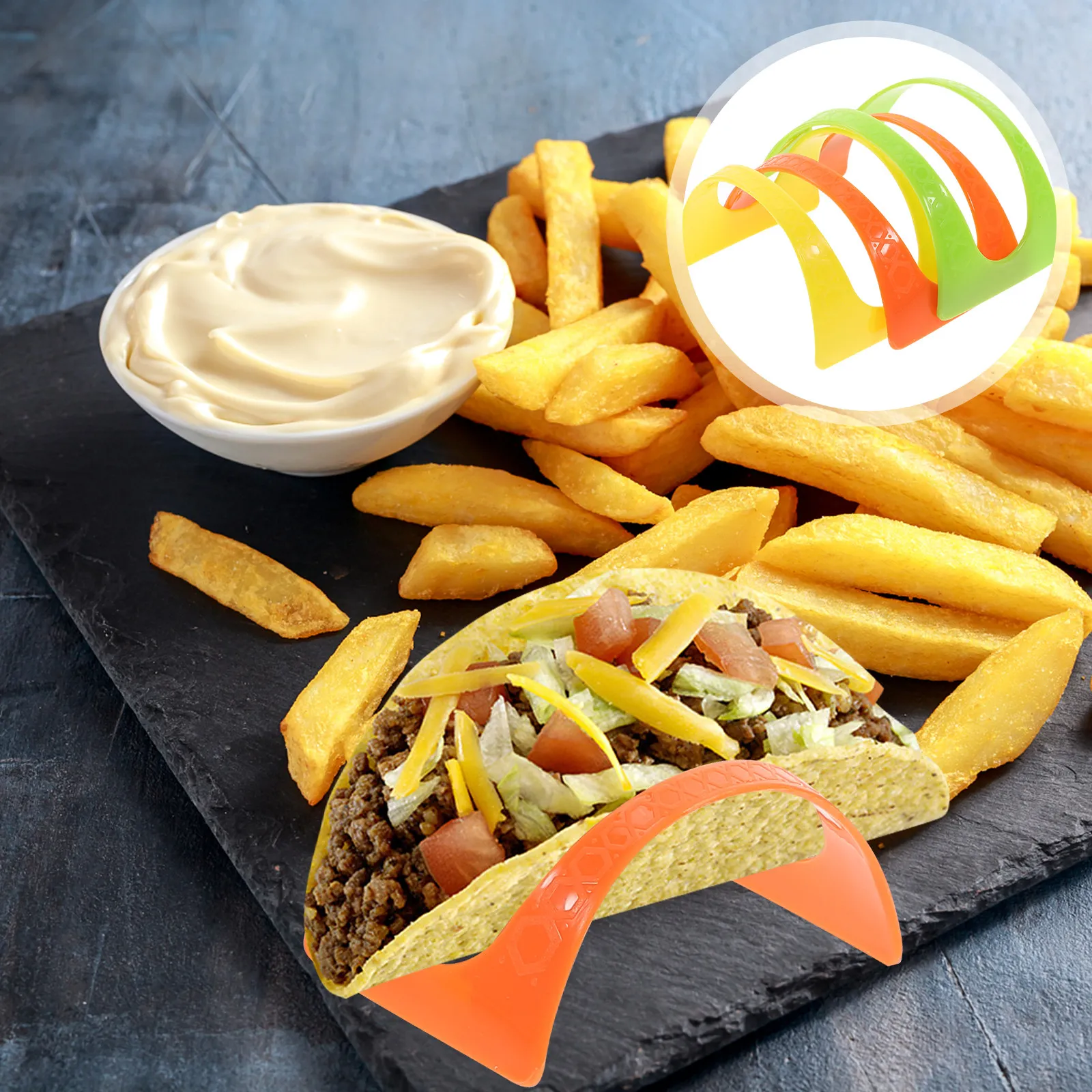 

Набор из 50 пластиковых подставок для тако, блинов и тортильи: устойчивые, не царапают поверхность стола, для семейных встреч и высококлассных ресторанов