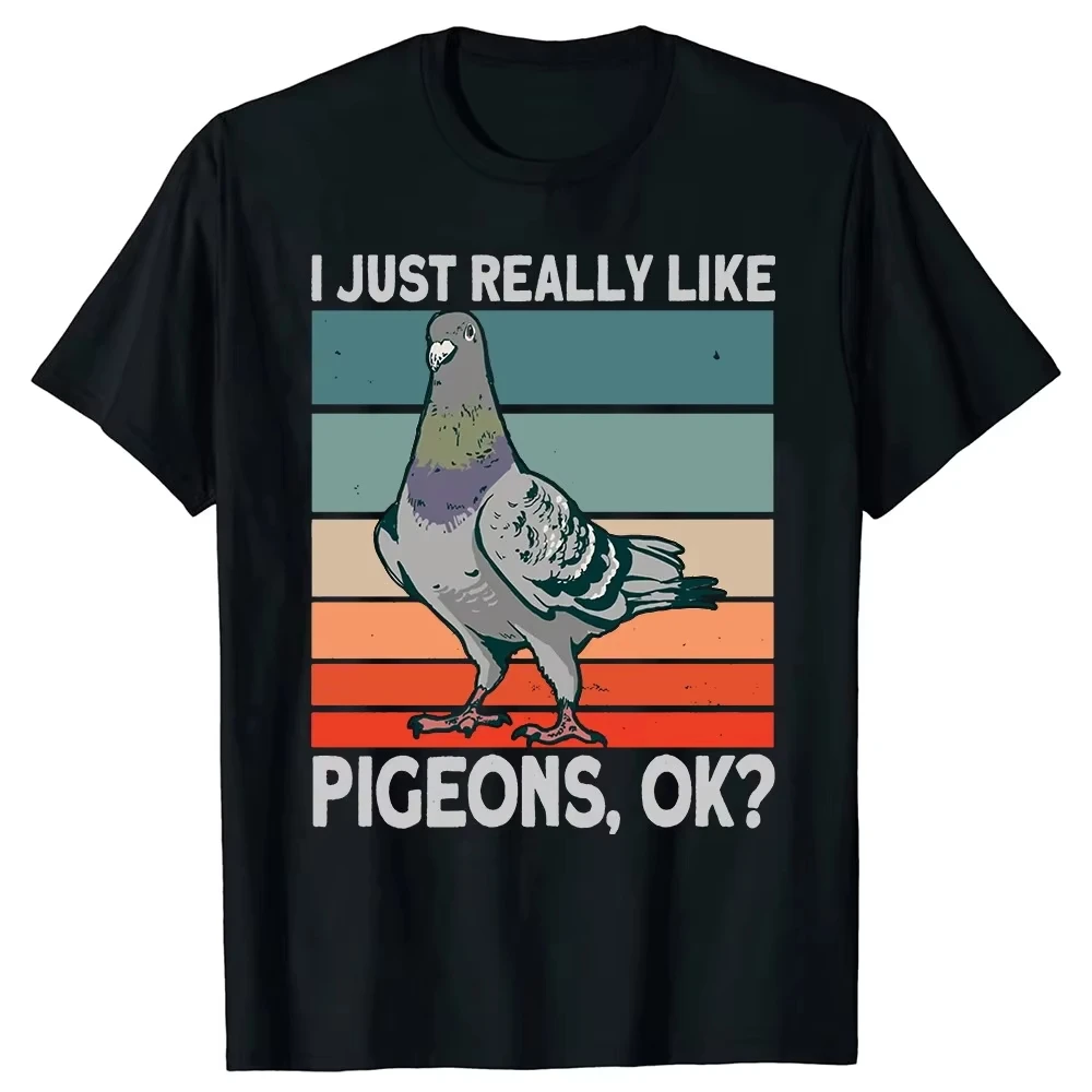 Funny Pigeon Bird Birdwatcher Birdwatching Graphic T-shirt Cute T-shirt Men Women Tshirt Loose Oversized Tee Tops