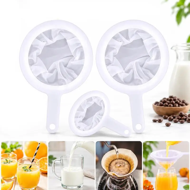 1PC Fine Mesh Strainer Spoon for Coffee, Milk, Soy, and Yogurt 100/200/300/400 Mesh Nylon Filter For Kitchen Dining Gadgets