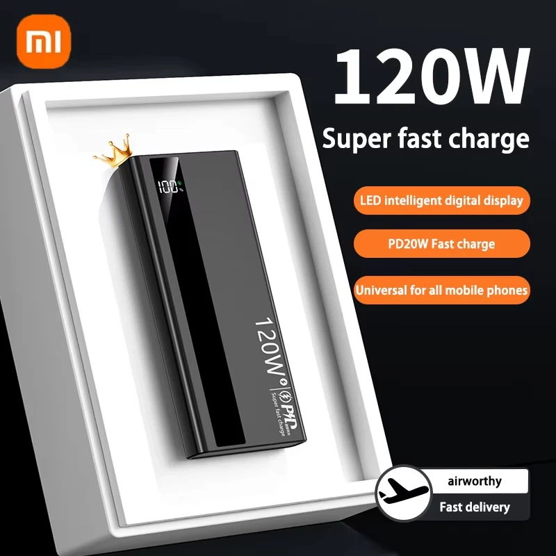 Xiaomi 200000mAH 120W Power Bank Super Fast Charging Battery High Capacity Digital Display Power Bank For iphone Samsung Huawei