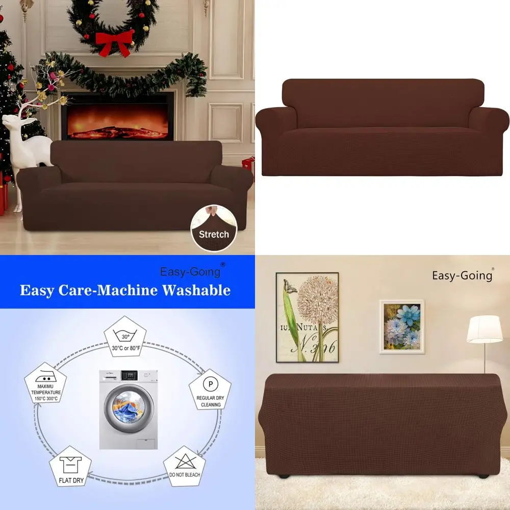 

Эластичный чехол для дивана - 1-секционный защитный чехол для мебели с эластичным низом, из полиэстера и спандекса, жаккардовый, с мелким клетчатым узором (Cof)