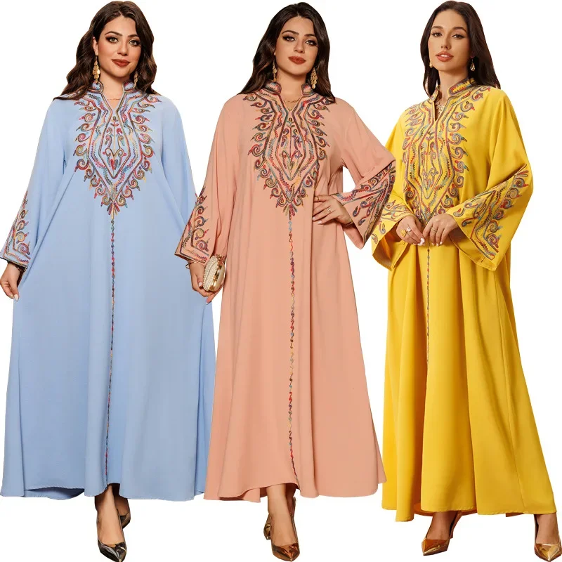 Ramadan Moslim Abaya voor Vrouwen Feestjurken Borduren Lange Gewaad Marokko Kaftan Jalabiya Dubai Eid Abaya Bescheiden Vestidos 2024