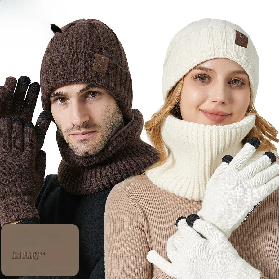 Теплая вязаная шапка Thiened, шарф, перчатки, комплект футболок для мужчин и женщин, зимние аксессуары Faion, дышащая зимняя шапка