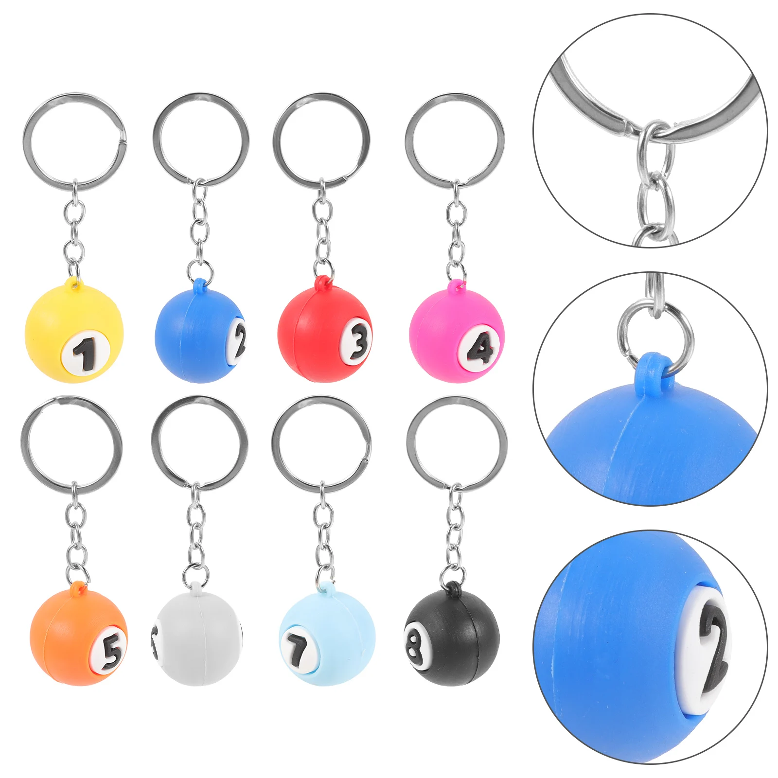 

8 Pcs Billiards Keychain Decorations Accessories Novelty Keychains Pool Bag Lucky Ball