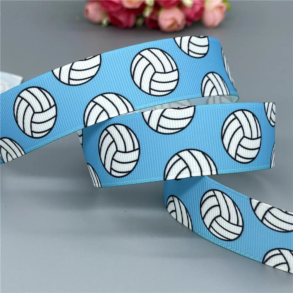 DHK 50yards Volleyball Ball Sport Printed Grosgrain Ribbon Accessories Headwear Decoration Collar DIY Sewing Craft S2455