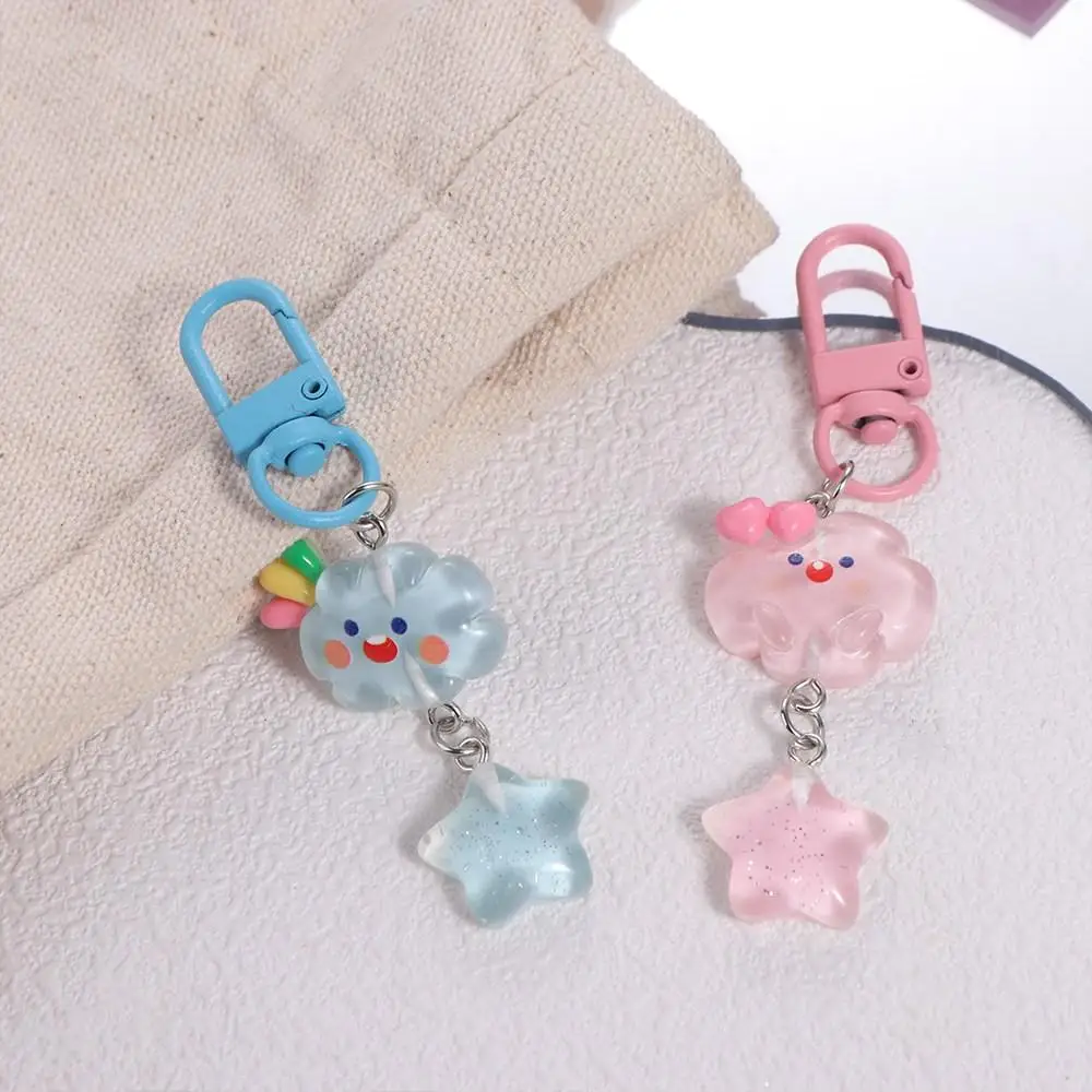 Cute Star Starry Clouds Keychain Korean Style Resin Key Ring Fine Flicker Student