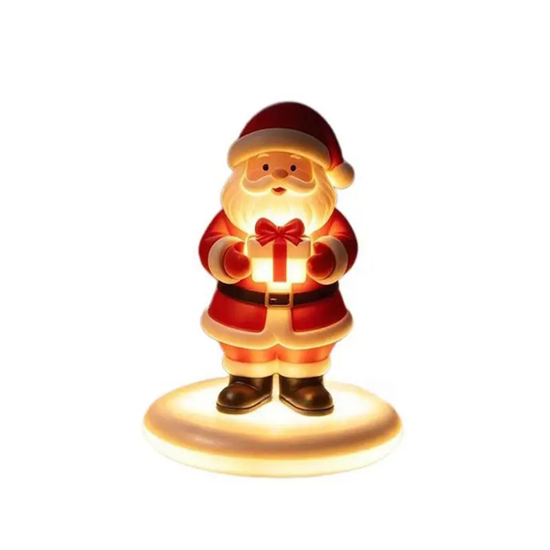 ABYN-Christmas Statue Decoration Resin Light-Up Santa Claus Pattern Craft Ornaments Decorative Desktop Night Light With Base