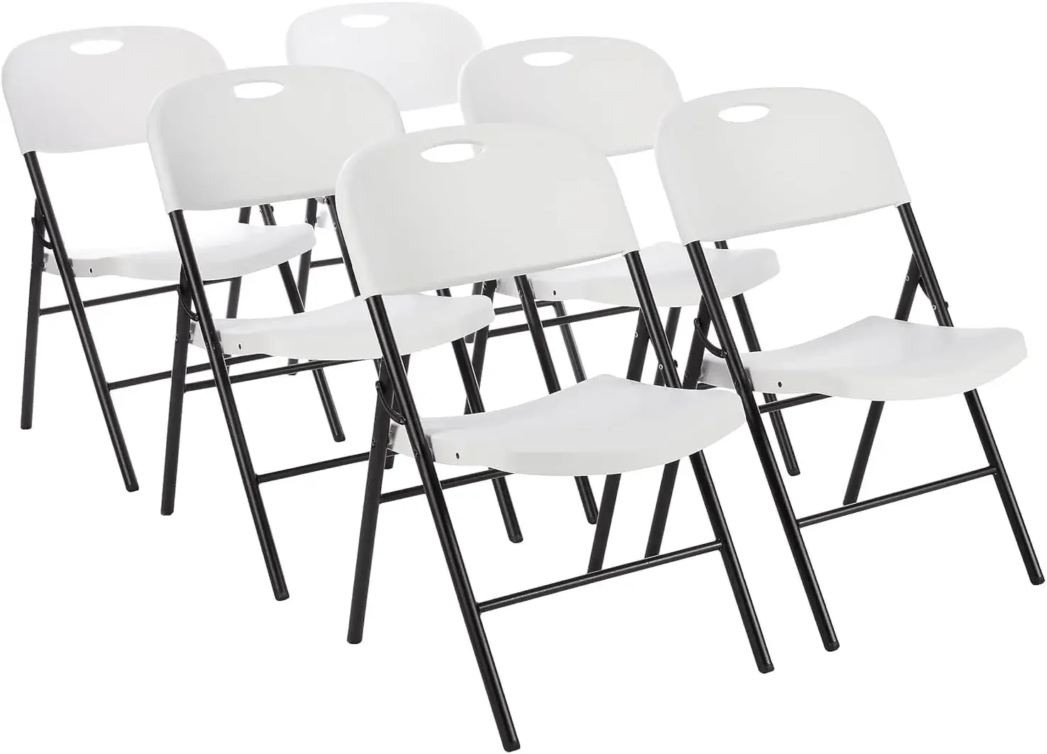 Amazon Basics Folding Plastic Chair with 350-Pound Capacity - 6-Pack, White