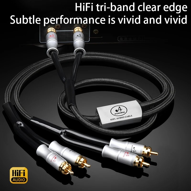 HiFi 2RCA to 4RCA Cable 6N OFC Spiral Nerve Wire RCA Stereo Male to Dual RCA Stereo Plug Male for Sound Card to Speaker