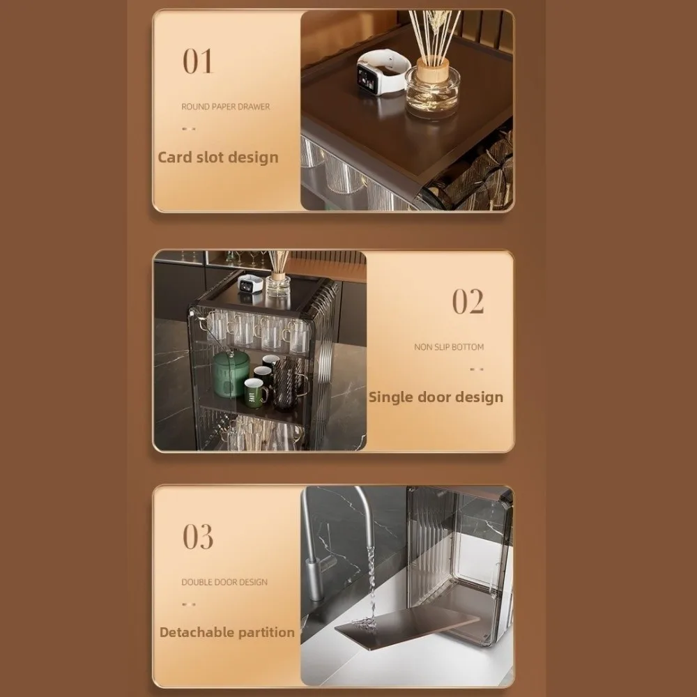 

Clear Cup Storage Rack 3 Layer Stackable Mug Storage Shelf Multipurpose Removable Divider Cup Display Cabinet