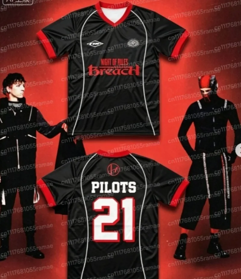 Twenty One Pilots Breach Rock Band Sport Jersey Men T‑Shirt Y2K Oversized 21 # Graphic Streetwear Music Tops FamilyMatching