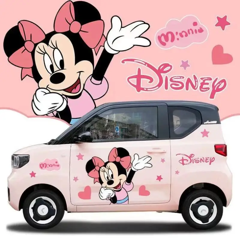Kawaii Disney Car Stickers Cartoon Mickey Minnie Creative Decoration Anti-Scratch Car Personality Stickers Cute Car Accessories