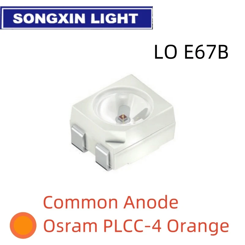 20PCS LO E67B LOE67B LOE 3528 PLCC-4 ORANGE LED 606nm PLCC-4 Common Cathode Super Bright LED taillights SMD New original