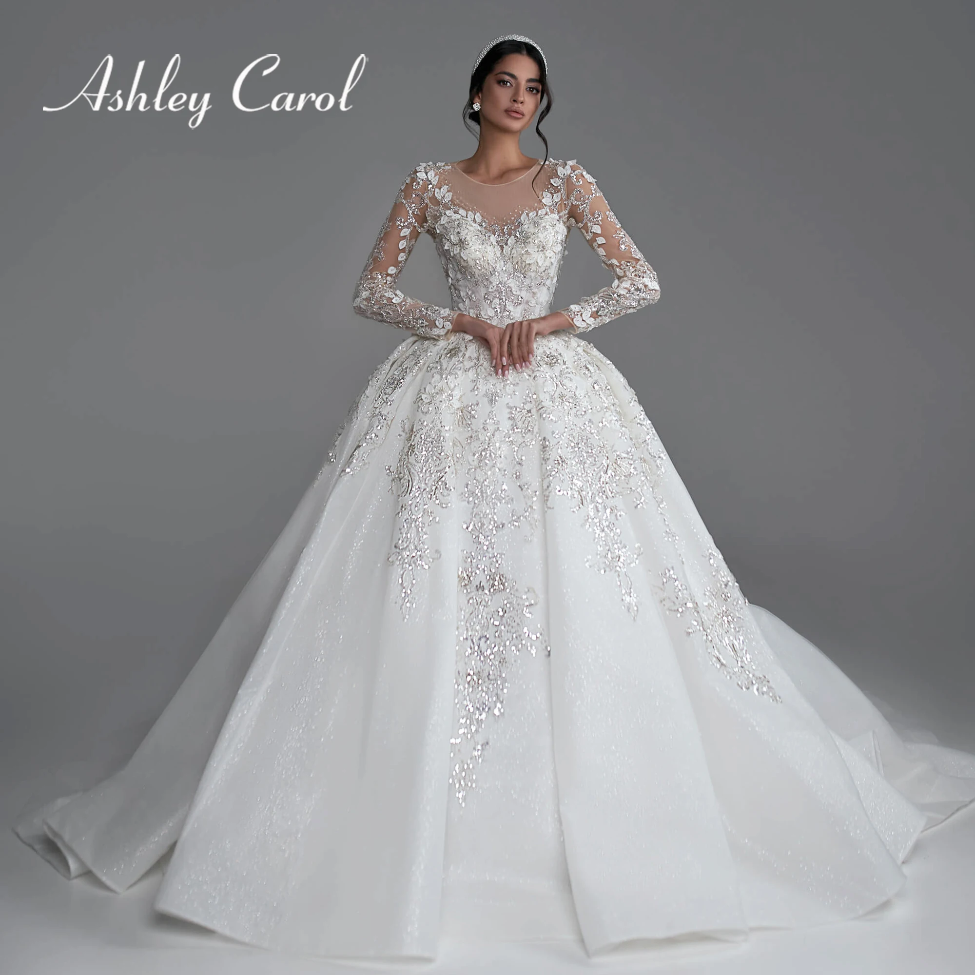 Ashley Carol Luxury Ball Gown Wedding Dresses For Women 2024 Beading Embroidery Sequined Bridal Dress Vestidos De Novia