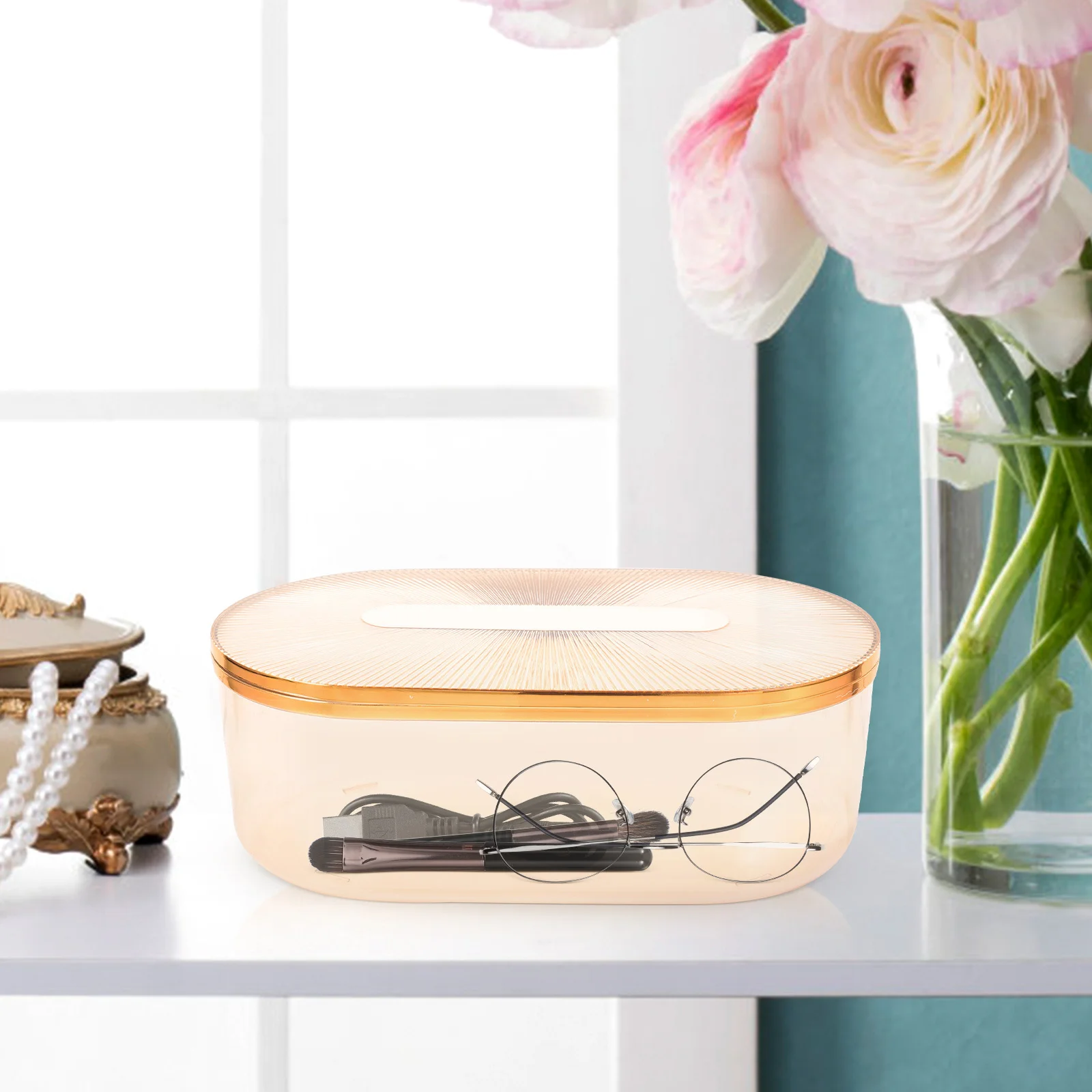 

Desktop Storage Box Acrylic Multi-Functional Small Object Organizer Office Tabletop Clean Tidy Storage Container