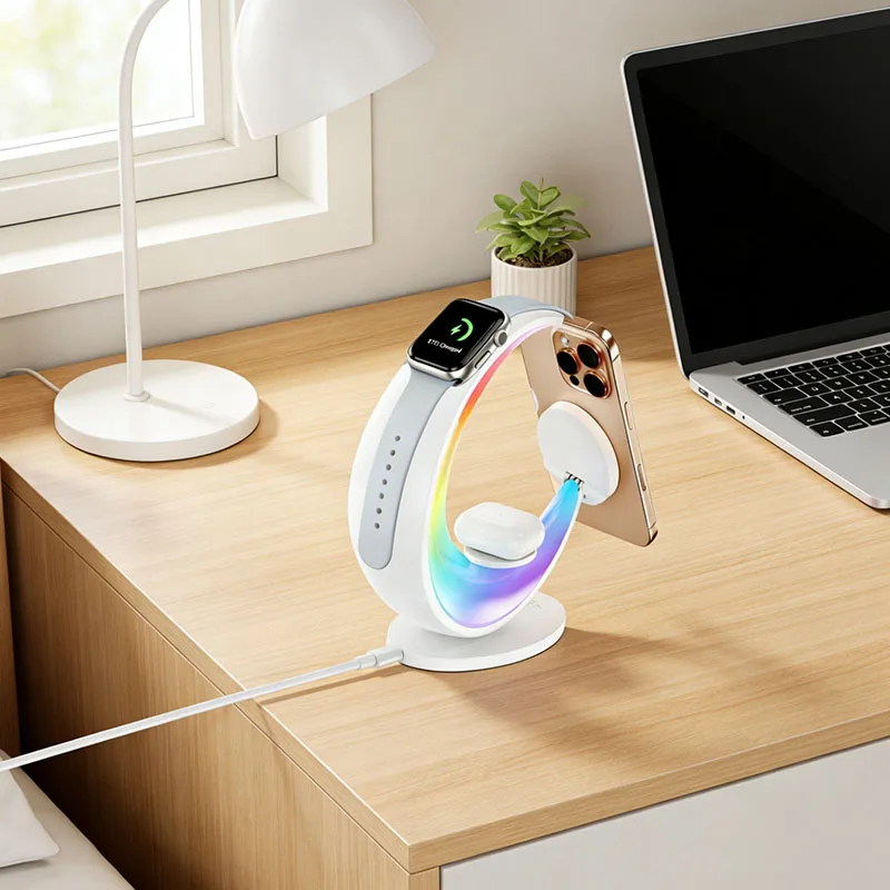 2025 Qi2 Magnetic 3 in 1 Wireless Charger Stand For iPhone17 16 15 14 13 12 Samsung S24 S23 S22 Apple Watch/AirPods Charging