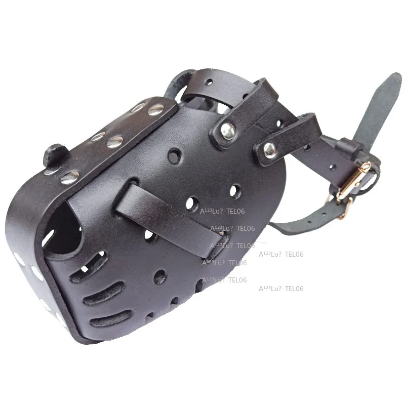 Leather Dog Muzzle for Large Breed Anti Bark Bite Scavenging Heavy Duty Cage for Malinois