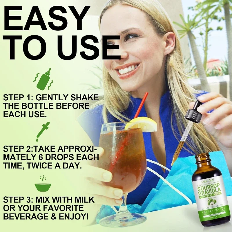 قطرات سائل سورسوب جرافيولا - سائل سورسو بيترز - مستخلص أوراق سورسوب - مضاد للأكسدة الطبيعية - دعم الخلية & #5