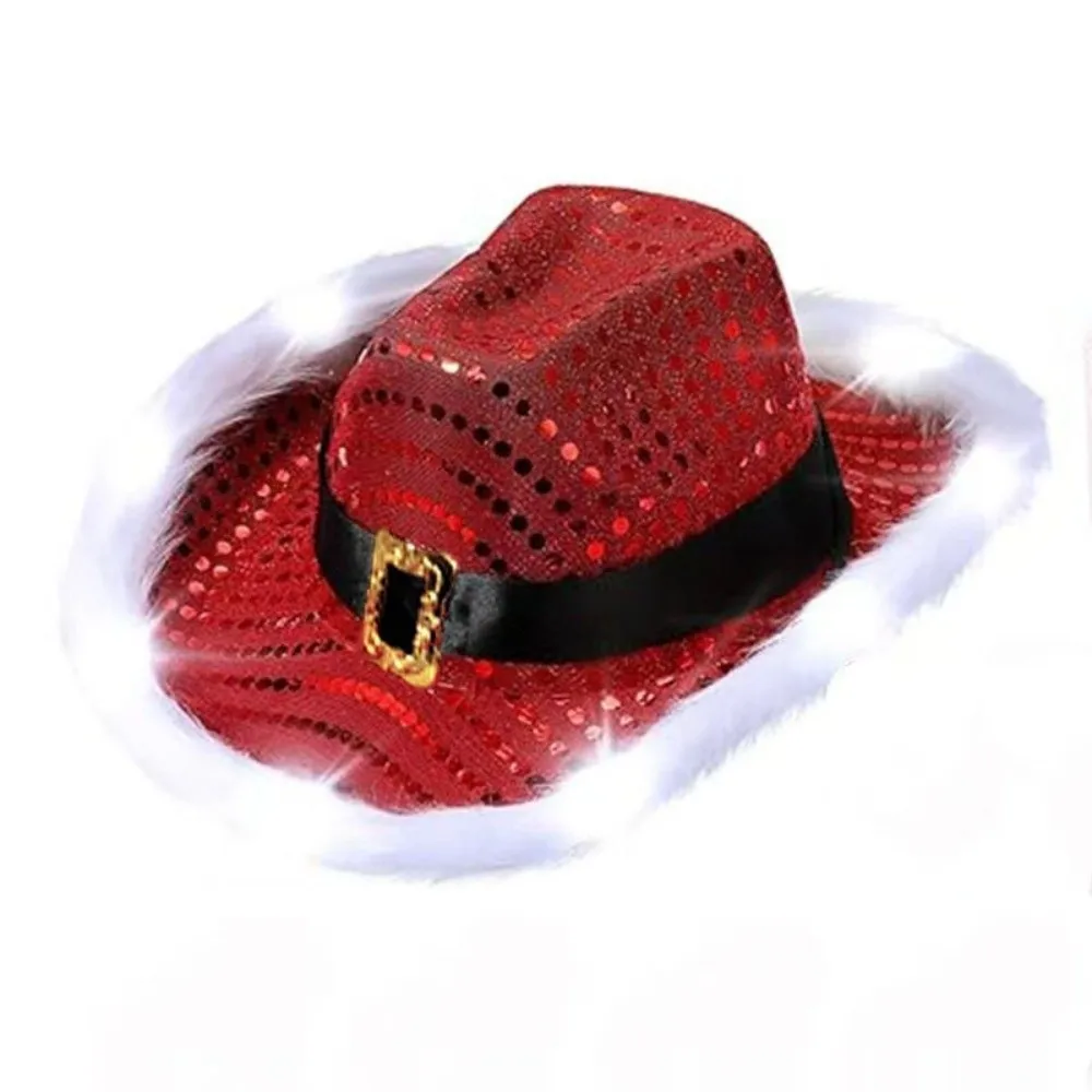 Fashion Sequins Christmas Cowboy Hat Large Bucket Hat Headwear Luminescent Fisherman Hat Gathering
