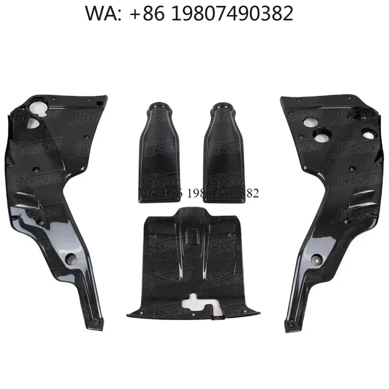 Wmwmnu Carbon Fiber Engine Cover Underscreen Shield for 2013-2015 F12 Berlinetta 5 Pcs Auto Body Kit Accessories