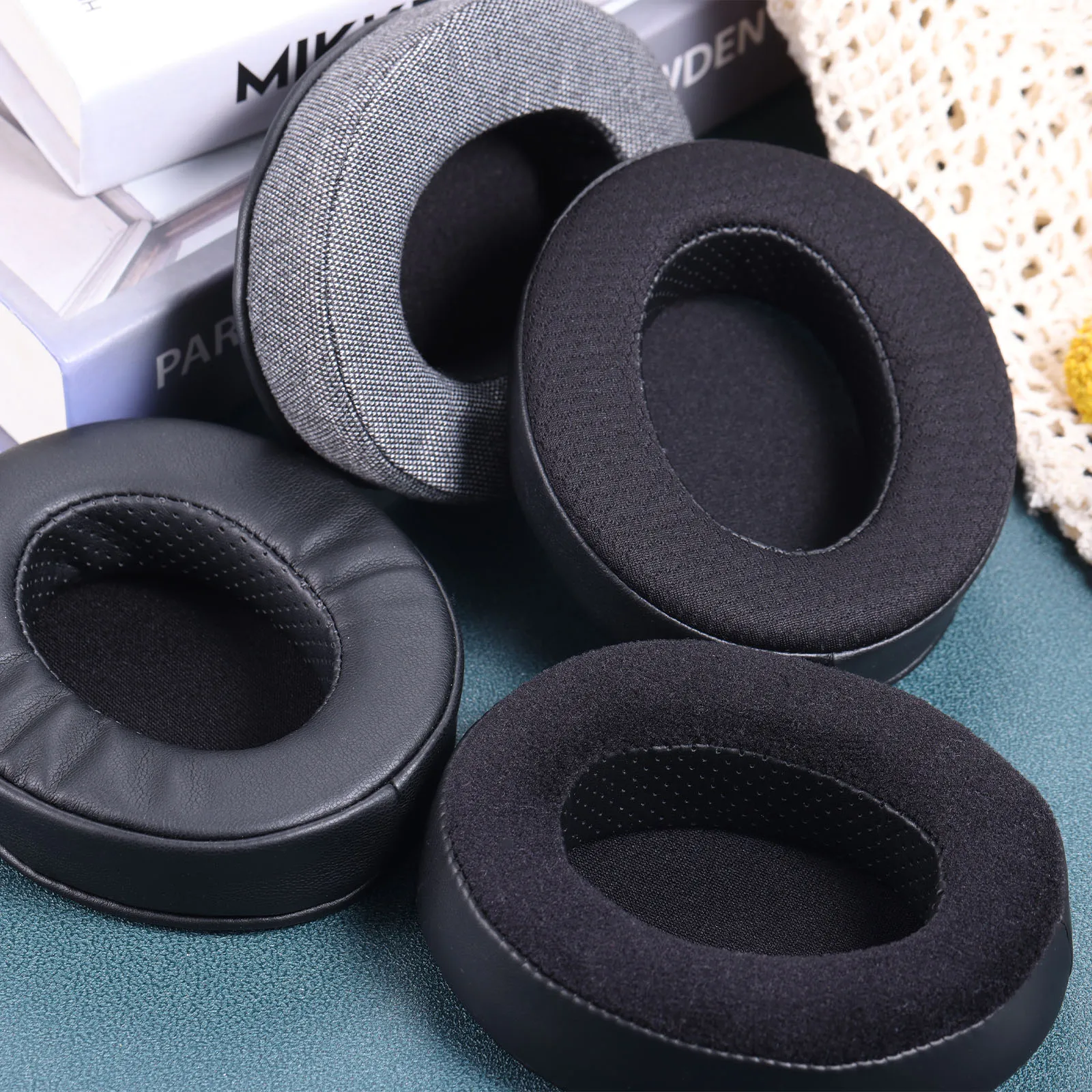 2 pz/paia auricolari auricolari, paraorecchie di ricambio montati sulla testa, per auricolari Brainwavz HM5 Audio Technica ATH M50 ATH-M50x