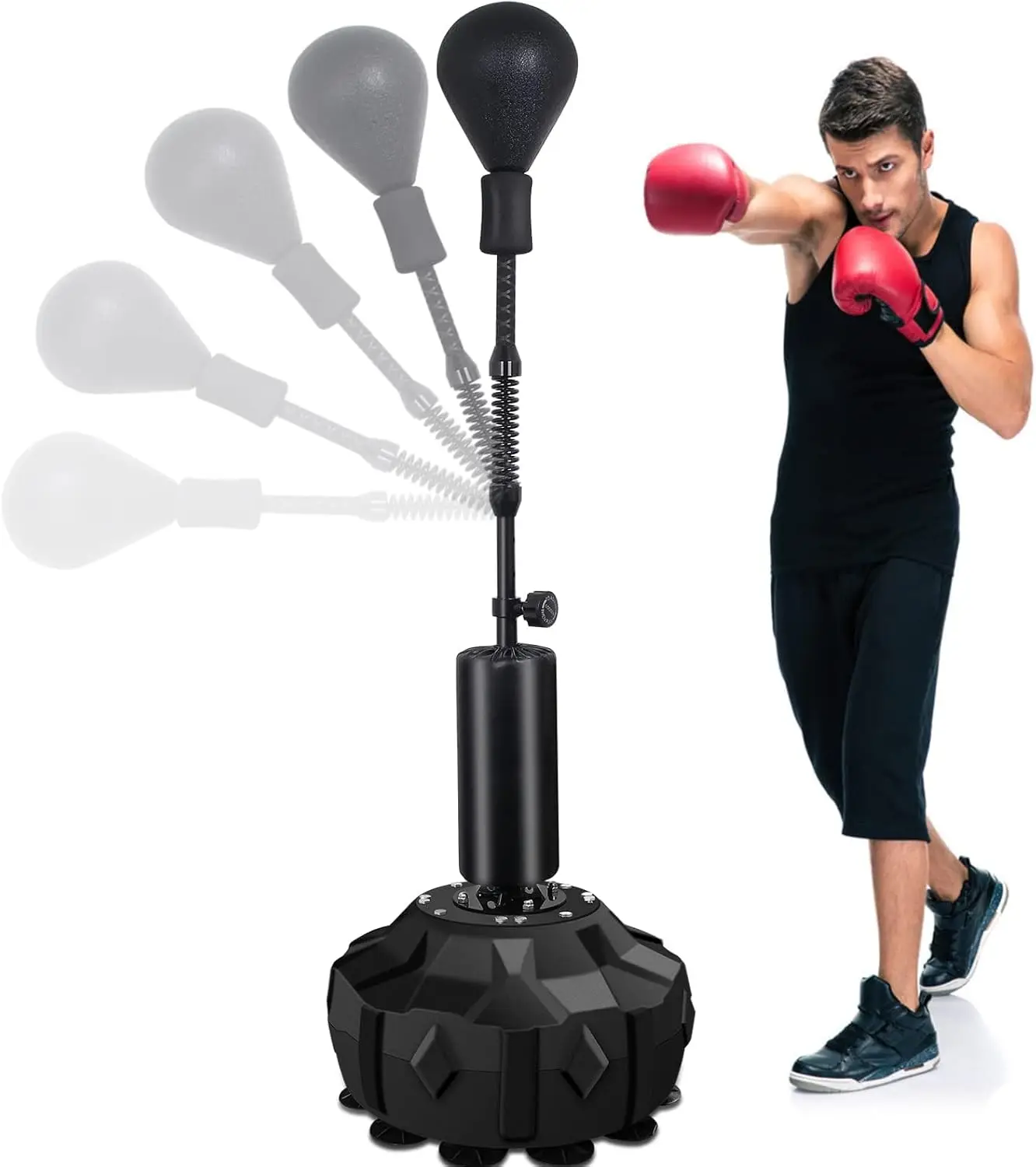 Boxing Freestanding Heavy Punching Bag for Adults, Height Adjustable Speed Training Punching Ball with Suction Cup Large Base an