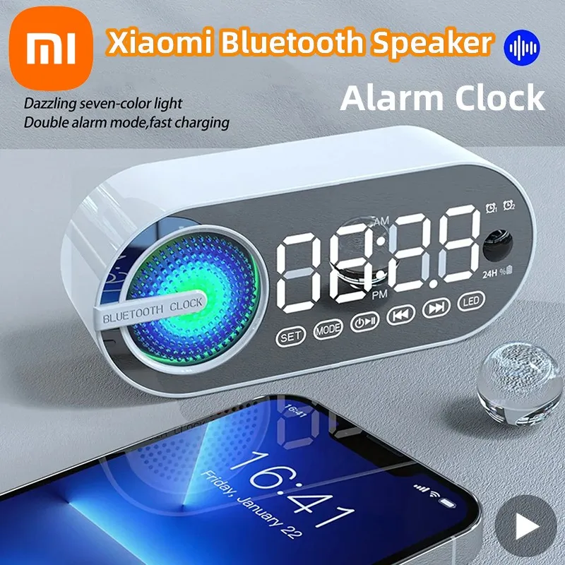 Xiaomi Bluetooth Speaker Alarm Clock Portable Sound Box Wireless Radio FM Subwoofer Music HiFi Stereo Bass Led Lamp Speaker