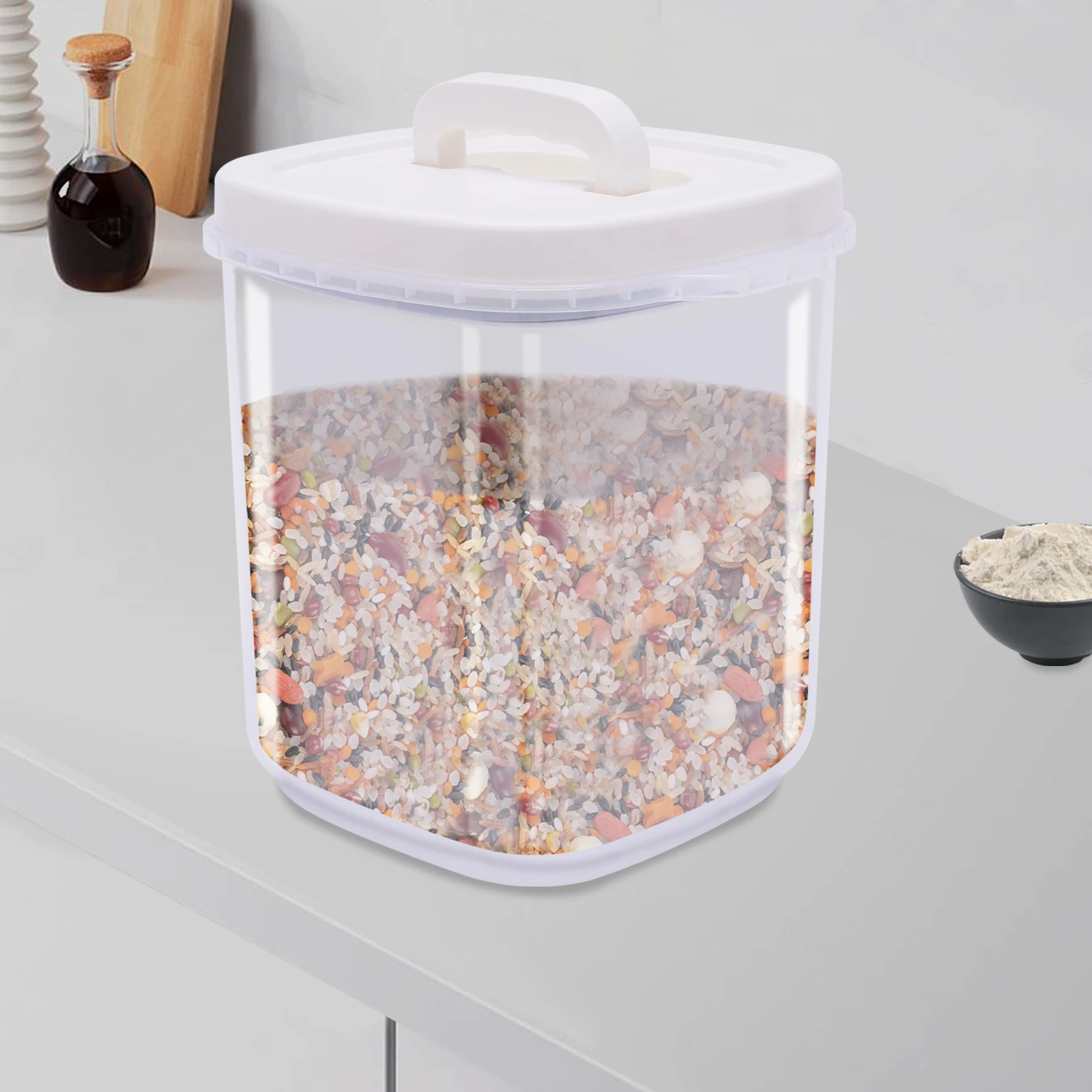 

Large Airtight Food Storage Bin Dry Food Flour Rice Bean Container w/Lid 20lbs, Rice Bucket Canister w/ Measuring Cup