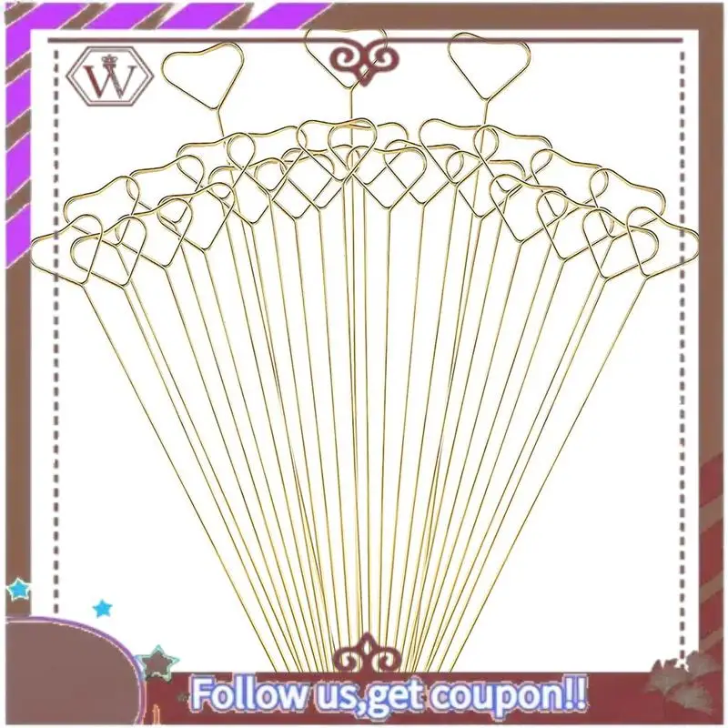 ABBG-30 قطعة حامل بطاقة مكان الأزهار المعدنية، 13 بوصة على شكل قلب زهرة يختار كليب لترتيب الأزهار، حامل بطاقة هدية