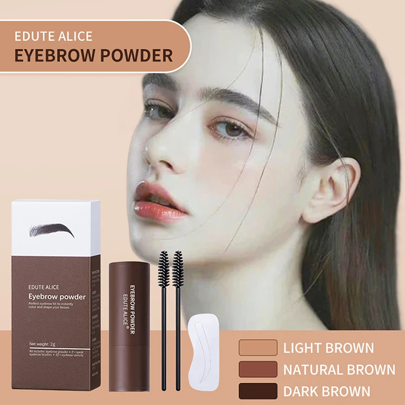 Eyebrow Stamp Kit Brow Powder Stamp Waterproof Makeup With 10 Reusable Eyebrow Stencils With 2 Brush Long Lasting For Gift